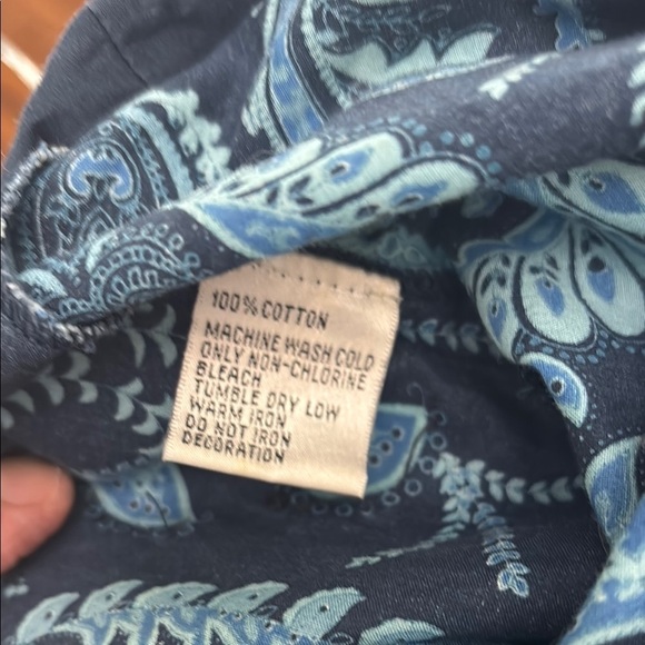 Talbots vintage Petite Blue Paisley Relaxed Graphic Blouse - Picture 11 of 13